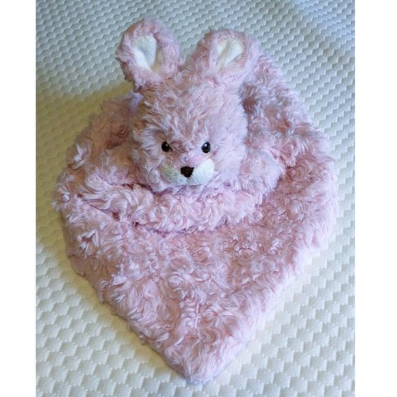 Sumersault PINK BUNNY Baby Security Blanket Lovey Soft Rosette Lovie Rare - Picture 1 of 6